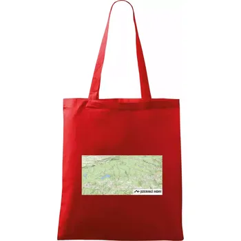 Nákupní taška Jizerské hory mapa - Taška bavlněná - 42 x 38 cm ( Červená )