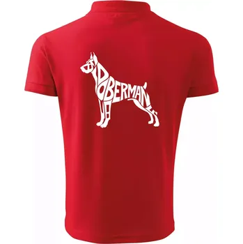 Pánská košile Doberman - nápis v tělě - Polokošile pánská Pique Polo 203 - 4XL ( Červená )