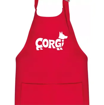 Kuchyňská zástěra Corgi nápis v těle - Dětská zástěra na vaření - Univerzální velikost ( Červená )