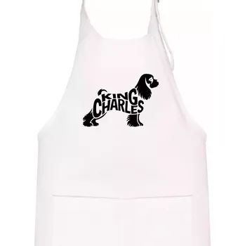 Kuchyňská zástěra Kavalír king Charles španěl nápis v těle - Dětská zástěra na vaření - Univerzální velikost ( Bílá )