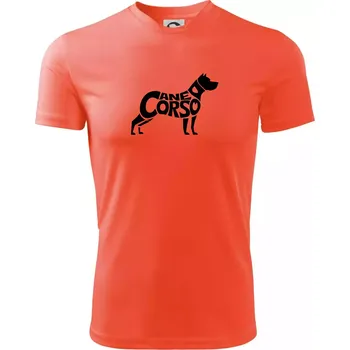 Pánské oblečení Cane corso nápis v těle - Pánské triko Fantasy sportovní (dresovina) - S ( Neonově oranžová )
