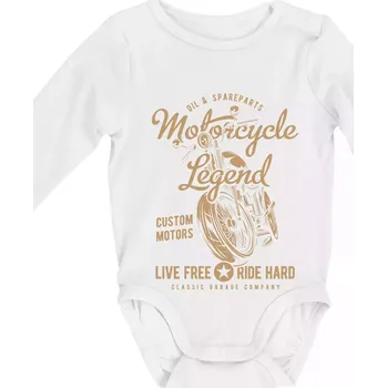 Motorcycle Legend Live free Ride hard - Body kojenecké s dlouhým rukávem - Dlouhý r. do 3 měs ( Bílá )