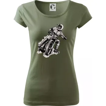 Dámské tričko Motorkář bokem - Dámské triko Pure - XS ( Khaki )