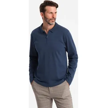 Pánské tričko Ombre Clothing Pánská tmavě modrá polokošile na zip V7 POLS-0130