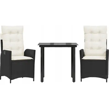 VidaXL 3dílná zahradní sedací souprava s polstry, černá, PE ratan