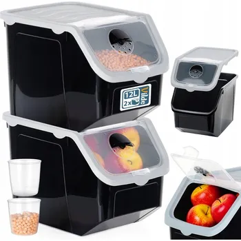 Dóza na potraviny 2x Nádoba na zeleninu, ovoce, cibuli, brambory a česnek - kuchyňská úložná dóza