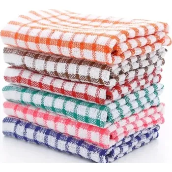 Utěrka Sada 6ks barevných bavlněných kuchyňských utěrek Savé bezchlupaté hadříky na nádobí Restaurace a domácnost Čisticí ručníky