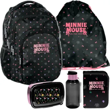 Školní batoh Dětský Školní batoh Minnie Mouse pro dívky, černý set