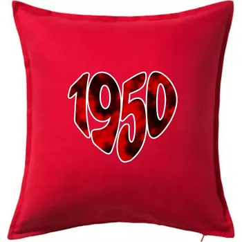 Polštář 1950 v srdci - Polštář 50x50 - 50x50 - Pouze potah ( Červená )