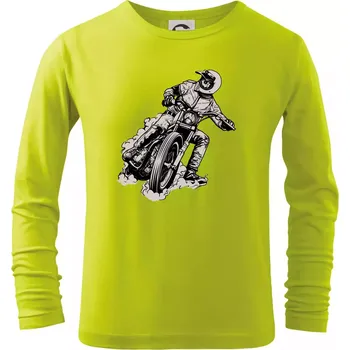Dětská móda Motorkář bokem - Triko dětské Long Sleeve - 158 cm/12 let ( Limetková )