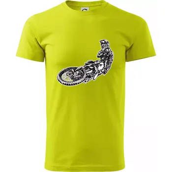 Pánské tričko Motocross letec - Klasické pánské triko vyšší gramáže - S ( Limetková )