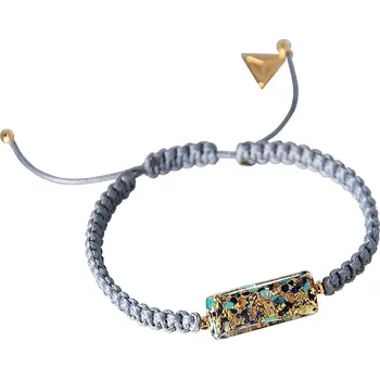Náramek Lampglas Decentní náramek Shamballa Gray Line s 24kt zlatem v perle Lampglas materiál kovu: pozlacené stříbro Ag 925/1000