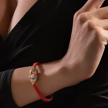 Náramek Lampglas Náramek Double Brave Heart s 24kt zlatem v perlách Lampglas materiál kovu: rhodiované stříbro Ag 925/1000