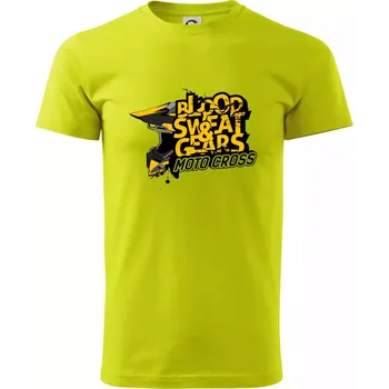 Motocross blood sweat gears - Klasické pánské triko vyšší gramáže - XS ( Limetková )