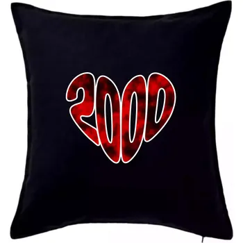 Polštář 2000 v srdci - Polštář 50x50 - 50x50 - Pouze potah ( Černá )
