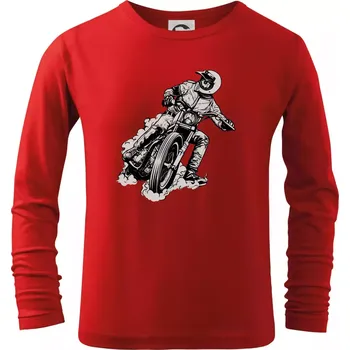 Chlapecké tričko Motorkář bokem - Triko dětské Long Sleeve - 122 cm/6 let ( Červená )