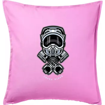 Polštář Cross rider písty helma - Polštář 50x50 - 50x50 - Pouze potah ( Růžová )