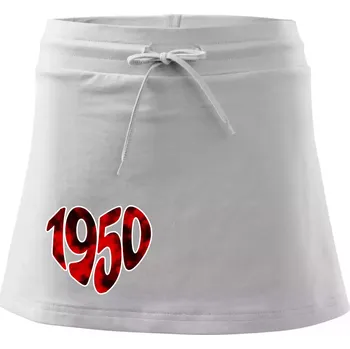 Dámská sukně 1950 v srdci - Sportovní sukně - two in one - XS ( Bílá )