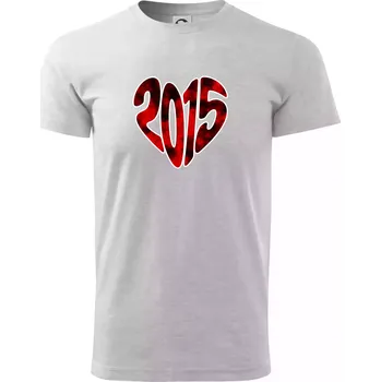 Pánské tričko 2015 v srdci - Triko extra velké (5-8XL) - 6XL ( Světlešedý Melír )