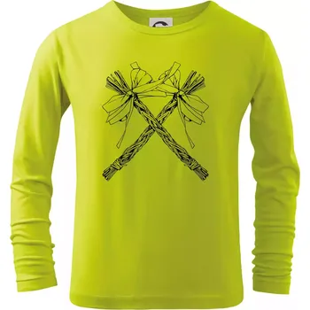 Pomlázky zkřížené - Triko dětské Long Sleeve - 158 cm/12 let ( Limetková )