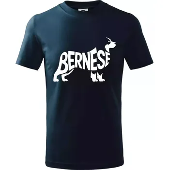Chlapecké tričko Bernese Mountain Dog nápis v těle - Tričko dětské bavlněné - 134 cm/8 let ( Námořní modrá (velmi tmavá - téměř černá) )