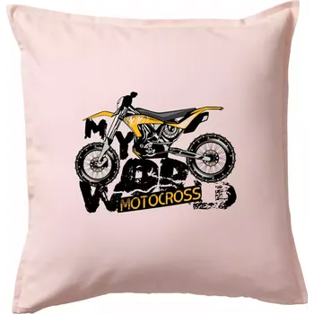 Polštář Motocross my world - Polštář 50x50 - 50x50 - Pouze potah ( Světle růžová )