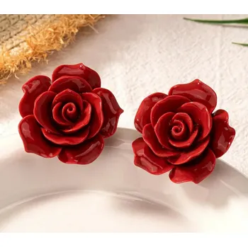 Náušnice Prosperk Náušnice červené velké růže