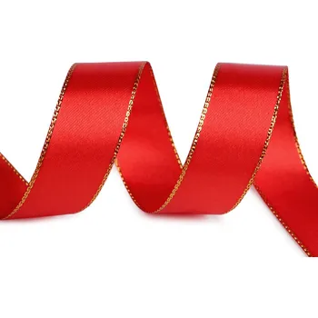 Stuha Atlasová stuha s lurexovým okrajem šíře 25 mm