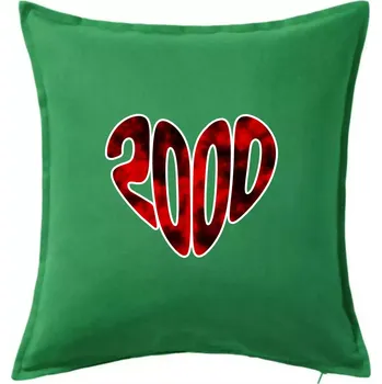 Polštář 2000 v srdci - Polštář 50x50 - 50x50 - Včetně výplně ( Středně zelená )