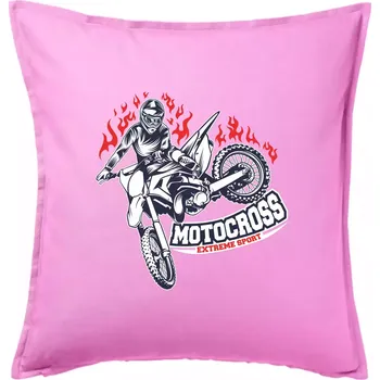 Polštář Motocross extreme sport fire - Polštář 50x50 - 50x50 - Pouze potah ( Růžová )