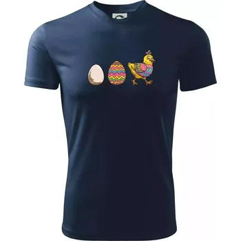 Chlapecké tričko Evoluce vajíčka - velikonoce - slepice - Dětské triko sportovní (dresovina) - 134 cm/8 let ( Námořní modrá (velmi tmavá - téměř černá) )