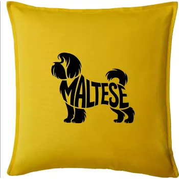 Polštář Maltézský psík nápis v těle - Polštář 50x50 - 50x50 - Pouze potah ( Žlutá )