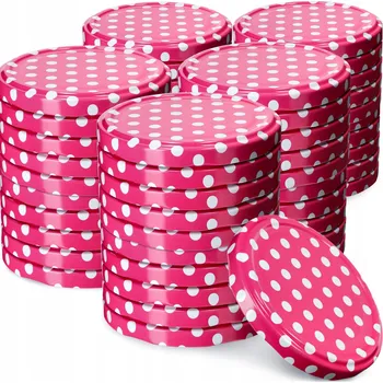 Obraz Kovová víčka Kadax K4708 růžovo-bílá 66 mm 50 ks