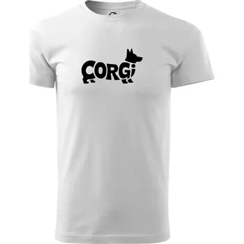 Pánské tričko Corgi nápis v těle - Triko extra velké (5-8XL) - 7XL ( Bílá )