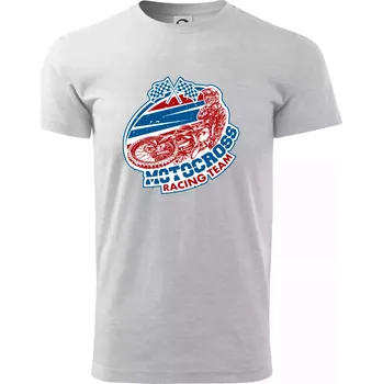 Pánské tričko Motocross racing team - Triko extra velké (5-8XL) - 7XL ( Světlešedý Melír )