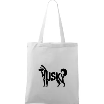 Nákupní taška Husky nápis v těle - Taška bavlněná - 42 x 38 cm ( Bílá )