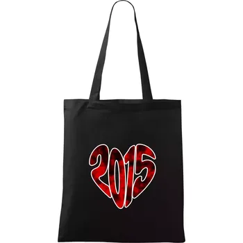 Nákupní taška 2015 v srdci - Taška bavlněná - 42 x 38 cm ( Černá )