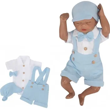 Kojenecká souprava Mušelínové kraťasy s láclem, bodýčko, čepička, motýlek 4D sada, Z&Z, modrá/bílá, vel. 86