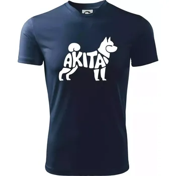 Akita Inu - Nápis v těle - Dětské triko sportovní (dresovina) - 134 cm/8 let ( Námořní modrá (velmi tmavá - téměř černá) )