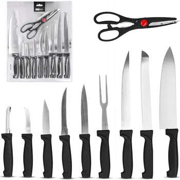 Sada 10 kuchyňských nožů ocel , šéfkuchařský nůž , vidlička, nůžky