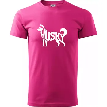 Pánská móda Husky nápis v těle - Klasické pánské triko vyšší gramáže - M ( Purpurová )