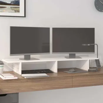 Držák monitoru vidaXL Stojan na monitor 100x27x15 cm masivní borové dřevo [813981] Barva: Bílá