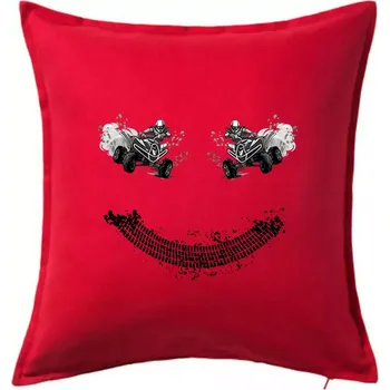 Polštář Čtyřkolka smile - Polštář 50x50 - 50x50 - Včetně výplně ( Červená )