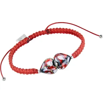 Náramek Lampglas Náramek Double Hearts Dots of Love s 24karátovým zlatem v perlách Lampglas materiál kovu: rhodiované stříbro Ag 925/1000