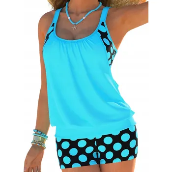 Dámské plavky DVOUDÍLNÉ PLAVKY ZEŠTÍHLUJÍCÍ BIKINY TRIČKO TOP BOXERKY S