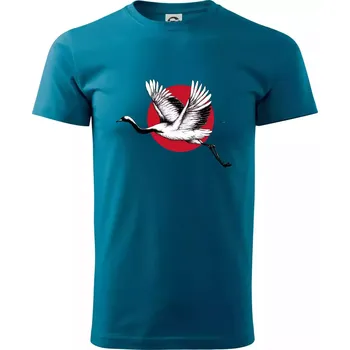 Japan culture - čáp - Klasické pánské triko vyšší gramáže - XS ( Petrolejová )