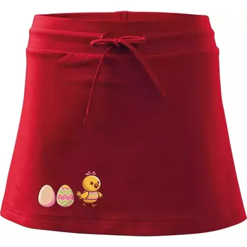 Dámská sukně Evoluce vajíčka - velikonoce - kuře - Sportovní sukně - two in one - XS ( Červená )