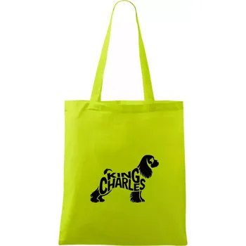 Kavalír king Charles španěl nápis v těle - Taška bavlněná - 42 x 38 cm ( Limetková )