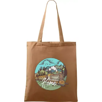 Nákupní taška Train back to home - Taška bavlněná - 42 x 38 cm ( Cappuccino )