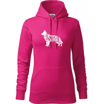 Dámská mikina Australský Ovčák - nápis v těle - Mikina dámská Cape s kapucí - 2XL ( Purpurová )